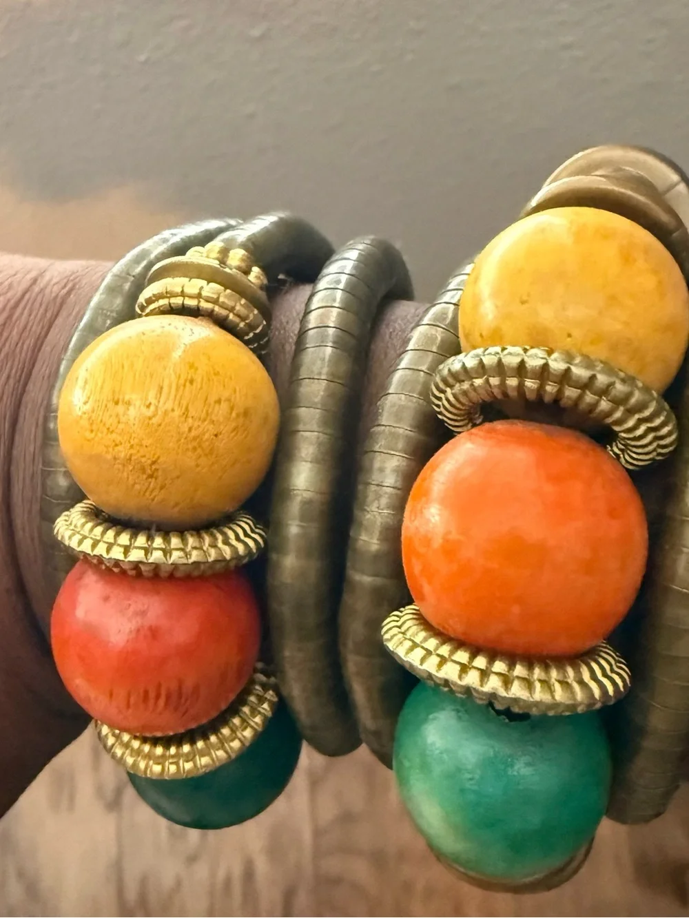 African Multicolor Bead Bracelets (set of 2)